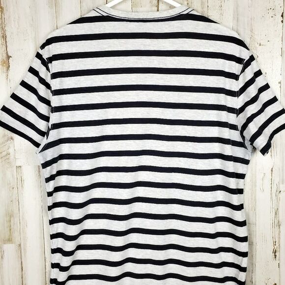 American Eagle Outfitters Striped V Neck Top Blue & Gray Large - Picture 6 of 10